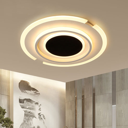 Folding Circle Flush Light Fixture Contemporary Acrylic 16.5"/20.5" Wide LED Bedroom Flush Mount Lamp in Black and White Clearhalo 'Ceiling Lights' 'Close To Ceiling Lights' 'Close to ceiling' 'Flush mount' Lighting' 732916