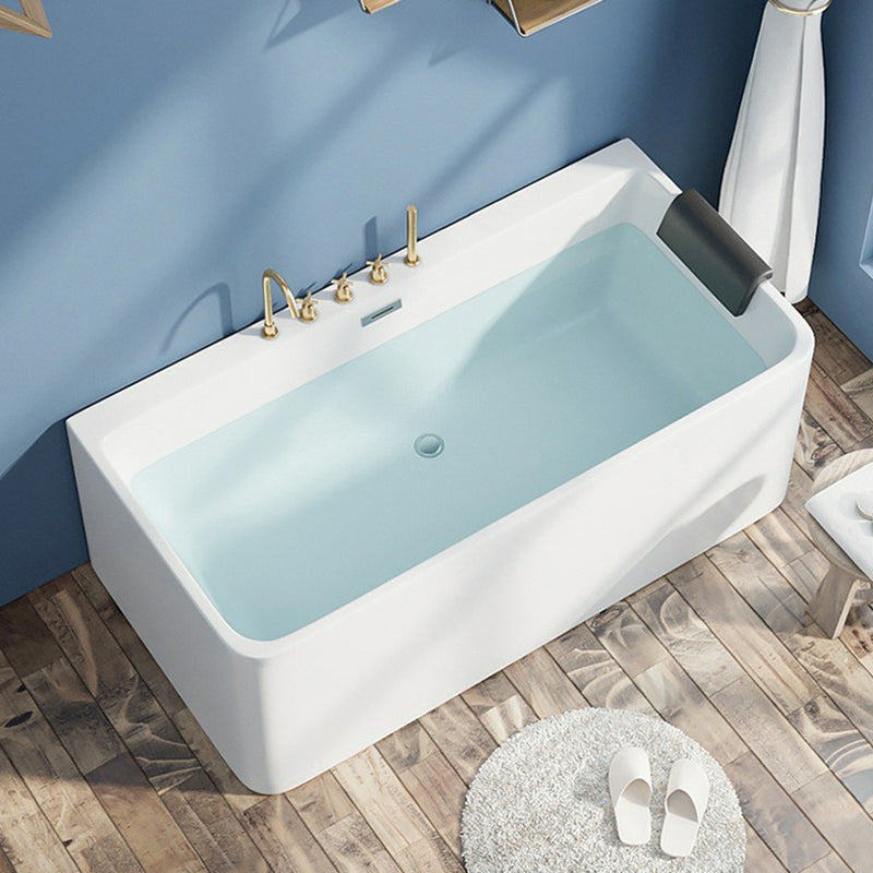 Modern Antique Finish Soaking Bathtub Rectangular Back to Wall Tub Tub with Gold 5-Piece Set Clearhalo 'Bathroom Remodel & Bathroom Fixtures' 'Bathtubs' 'Home Improvement' 'home_improvement' 'home_improvement_bathtubs' 'Showers & Bathtubs' 7329181