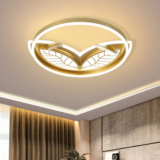 Acrylic Halo Ring Flush Ceiling Light Contemporary 16"/19.5" W LED Flush Mount Lamp in Gold, Warm/White Light Gold Clearhalo 'Ceiling Lights' 'Close To Ceiling Lights' 'Close to ceiling' 'Flush mount' Lighting' 732931