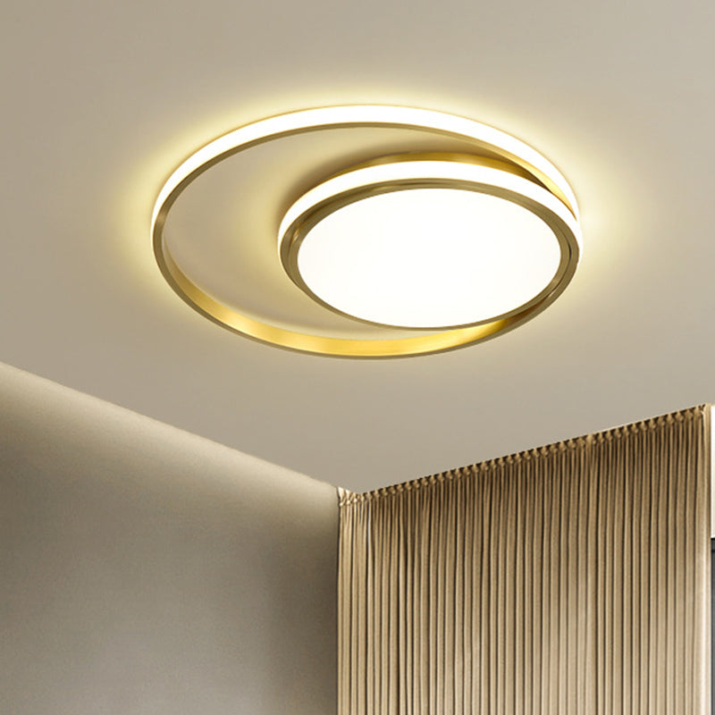 Gold Finish Round Flushmount Light Modernist LED Acrylic Flush Mount Lamp Fixture Gold Clearhalo 'Ceiling Lights' 'Close To Ceiling Lights' 'Close to ceiling' 'Flush mount' Lighting' 732942