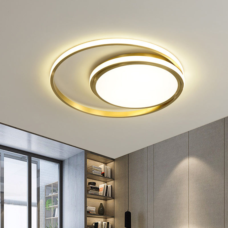 Gold Finish Round Flushmount Light Modernist LED Acrylic Flush Mount Lamp Fixture Clearhalo 'Ceiling Lights' 'Close To Ceiling Lights' 'Close to ceiling' 'Flush mount' Lighting' 732943