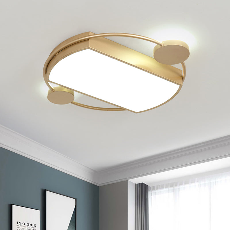 Metal Round and Rectangle Flush Light Fixture Modern LED Gold Ceiling Flush Mount, 16"/19.5" Wide Gold Clearhalo 'Ceiling Lights' 'Close To Ceiling Lights' 'Close to ceiling' 'Flush mount' Lighting' 732947