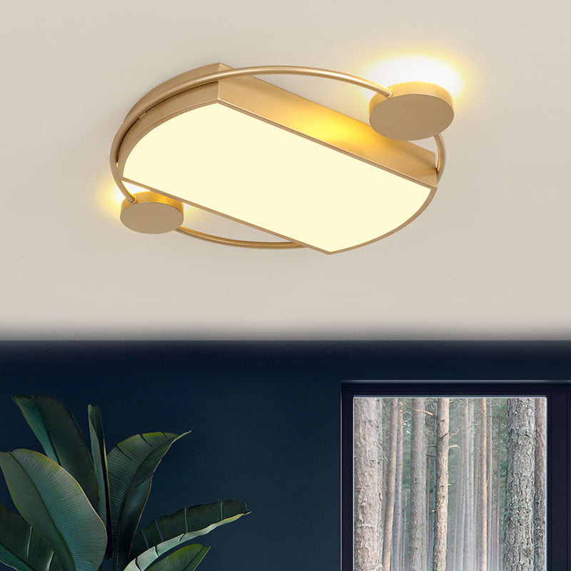 Metal Round and Rectangle Flush Light Fixture Modern LED Gold Ceiling Flush Mount, 16"/19.5" Wide Clearhalo 'Ceiling Lights' 'Close To Ceiling Lights' 'Close to ceiling' 'Flush mount' Lighting' 732948