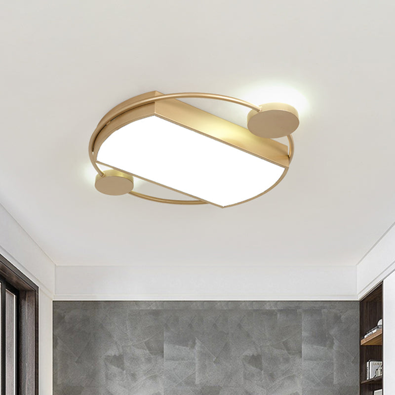 Metal Round and Rectangle Flush Light Fixture Modern LED Gold Ceiling Flush Mount, 16"/19.5" Wide Clearhalo 'Ceiling Lights' 'Close To Ceiling Lights' 'Close to ceiling' 'Flush mount' Lighting' 732949