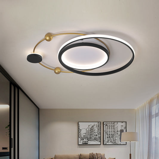 Circle Metallic Ceiling Mounted Fixture Minimalist Black and Gold LED Flushmount Lamp in Warm/White Light Black-Gold Clearhalo 'Ceiling Lights' 'Close To Ceiling Lights' 'Close to ceiling' 'Flush mount' Lighting' 732959