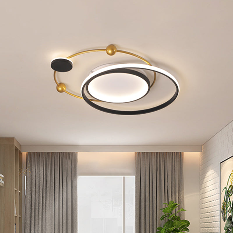 Circle Metallic Ceiling Mounted Fixture Minimalist Black and Gold LED Flushmount Lamp in Warm/White Light Clearhalo 'Ceiling Lights' 'Close To Ceiling Lights' 'Close to ceiling' 'Flush mount' Lighting' 732960