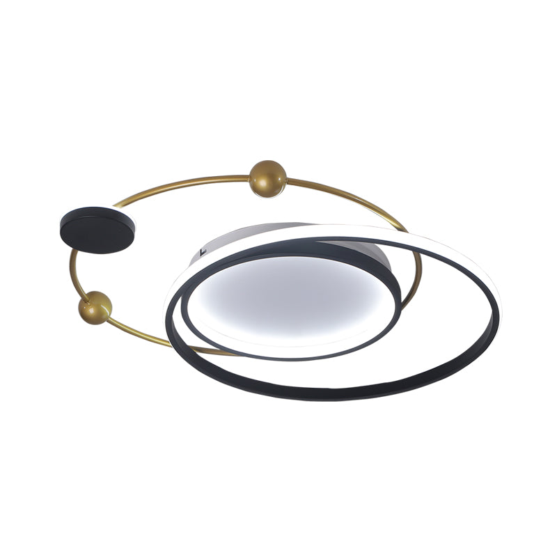 Circle Metallic Ceiling Mounted Fixture Minimalist Black and Gold LED Flushmount Lamp in Warm/White Light Clearhalo 'Ceiling Lights' 'Close To Ceiling Lights' 'Close to ceiling' 'Flush mount' Lighting' 732961