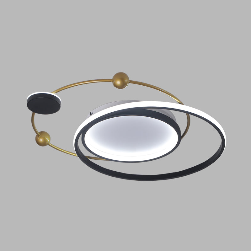 Circle Metallic Ceiling Mounted Fixture Minimalist Black and Gold LED Flushmount Lamp in Warm/White Light Clearhalo 'Ceiling Lights' 'Close To Ceiling Lights' 'Close to ceiling' 'Flush mount' Lighting' 732962