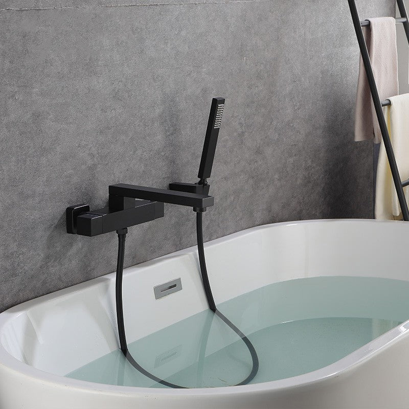 Modern Tub Spout Trim Brass Wall Mounted with Hand Shower Tub Faucet Clearhalo 'Bathroom Remodel & Bathroom Fixtures' 'Bathtub Faucets' 'bathtub_faucets' 'Home Improvement' 'home_improvement' 'home_improvement_bathtub_faucets' 7329631