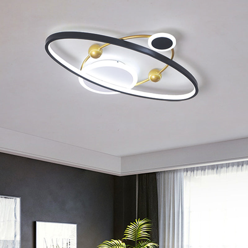 Black and Gold Oval Ring Flushmount Lighting Modern LED Metallic Flush Ceiling Lamp in Warm/White Light, 20.5"/24.5" Wide Clearhalo 'Ceiling Lights' 'Close To Ceiling Lights' 'Close to ceiling' 'Flush mount' Lighting' 732965