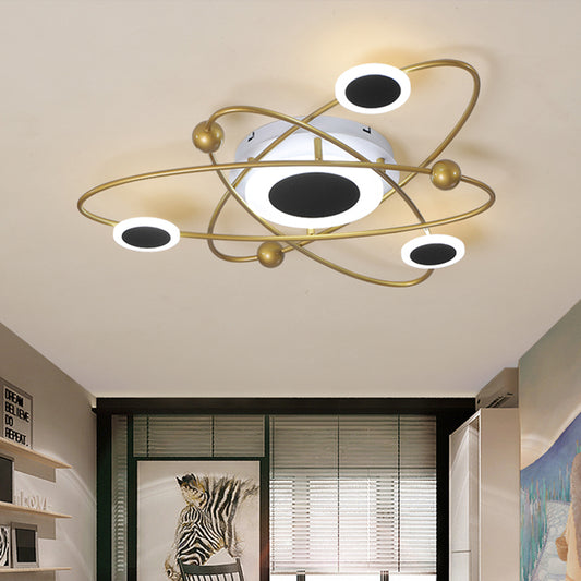 Metallic 3-Oval Ring Flush Mount Ceiling Light Contemporary LED Gold Flushmount in Warm/White Light for Living Room Gold Clearhalo 'Ceiling Lights' 'Close To Ceiling Lights' 'Close to ceiling' 'Flush mount' Lighting' 732976