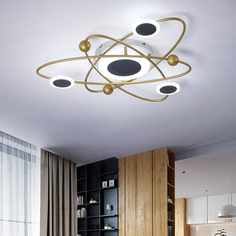 Metallic 3-Oval Ring Flush Mount Ceiling Light Contemporary LED Gold Flushmount in Warm/White Light for Living Room Clearhalo 'Ceiling Lights' 'Close To Ceiling Lights' 'Close to ceiling' 'Flush mount' Lighting' 732977