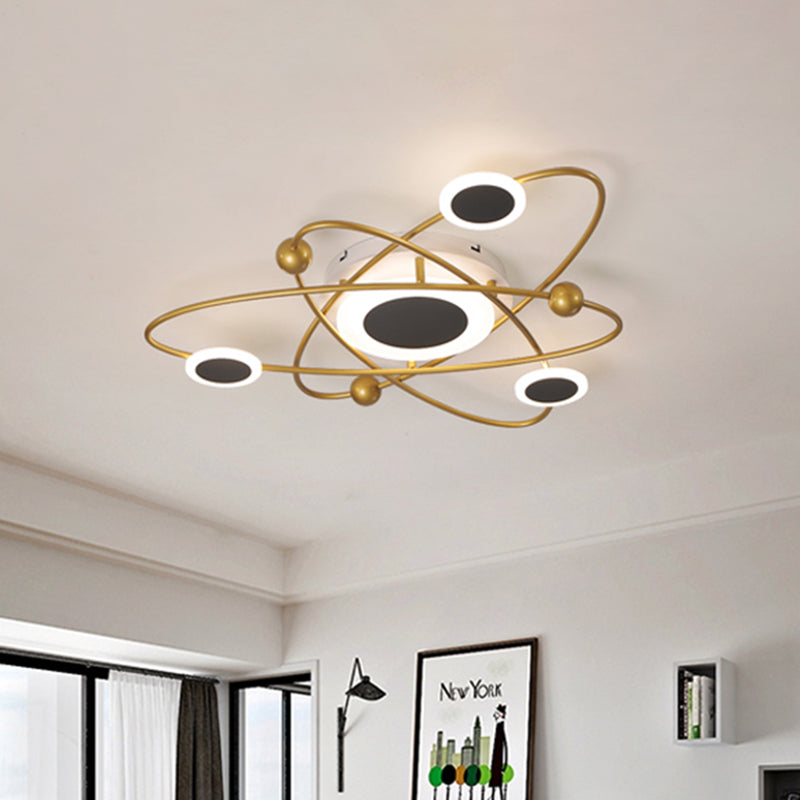 Metallic 3-Oval Ring Flush Mount Ceiling Light Contemporary LED Gold Flushmount in Warm/White Light for Living Room Clearhalo 'Ceiling Lights' 'Close To Ceiling Lights' 'Close to ceiling' 'Flush mount' Lighting' 732978