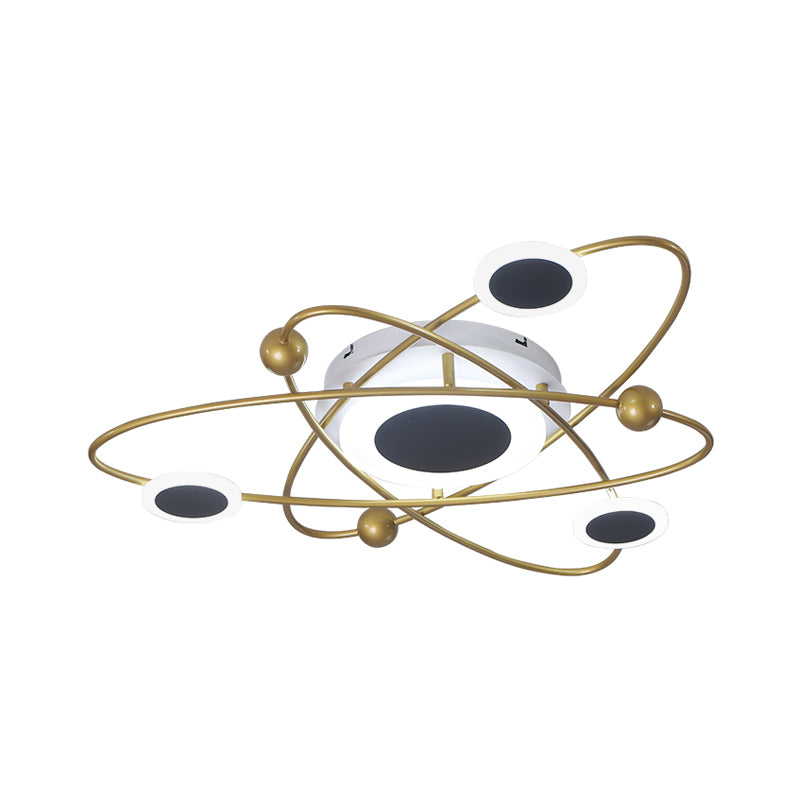 Metallic 3-Oval Ring Flush Mount Ceiling Light Contemporary LED Gold Flushmount in Warm/White Light for Living Room Clearhalo 'Ceiling Lights' 'Close To Ceiling Lights' 'Close to ceiling' 'Flush mount' Lighting' 732979