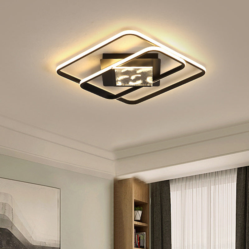 Acrylic Squared Frame Flush Mount Lighting Minimalist LED Flush Ceiling Lamp in Black Clearhalo 'Ceiling Lights' 'Close To Ceiling Lights' 'Close to ceiling' 'Flush mount' Lighting' 732988