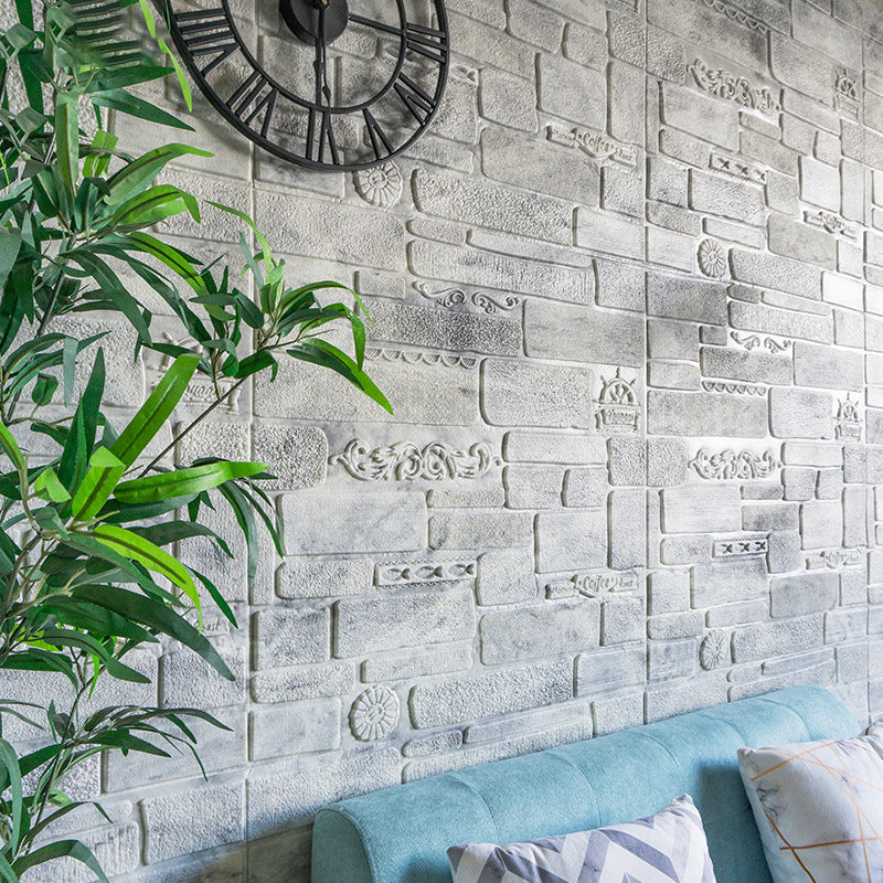 Modern Wall Paneling Peel and Stick Brick 3D Print Waterproof Wall Panel Dark Gray 0.28" 10-Piece Set Clearhalo 'Flooring 'Home Improvement' 'home_improvement' 'home_improvement_wall_paneling' 'Wall Paneling' 'wall_paneling' 'Walls & Ceilings' Walls and Ceiling' 7330030