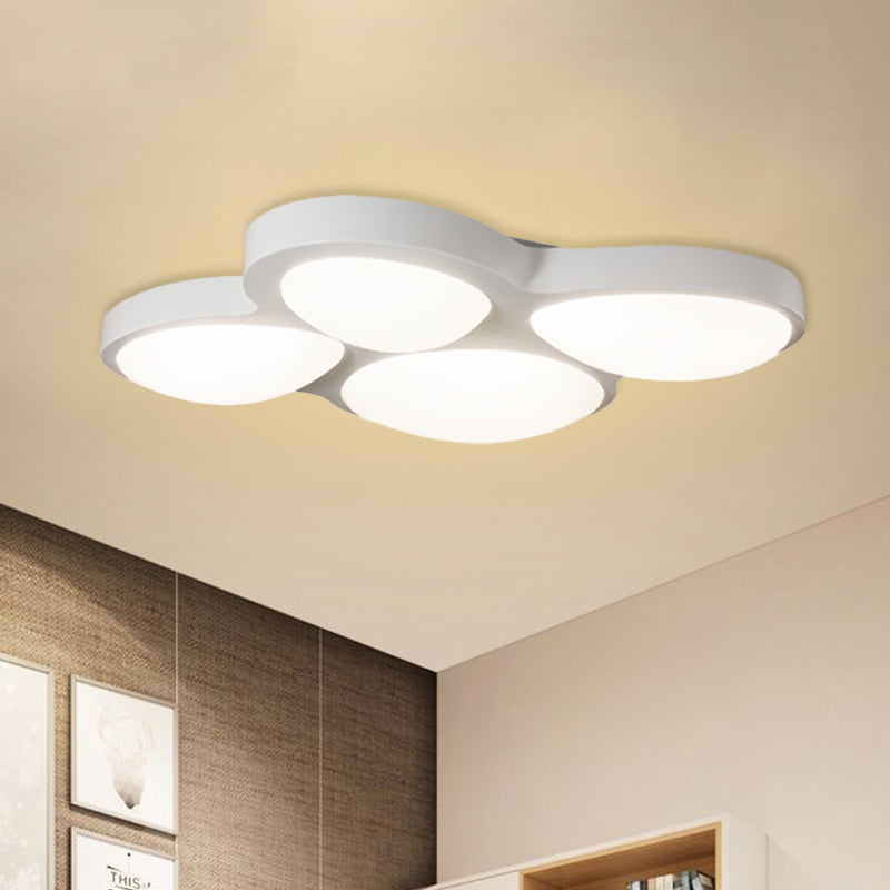 4 Heads Living Room Flushmount Modernism White Finish LED Flush Ceiling Light with Oval Acrylic Shade White Clearhalo 'Ceiling Lights' 'Close To Ceiling Lights' 'Close to ceiling' 'Flush mount' Lighting' 733048