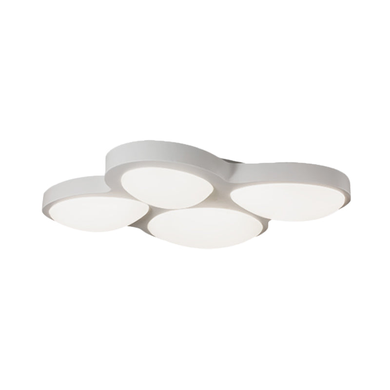 4 Heads Living Room Flushmount Modernism White Finish LED Flush Ceiling Light with Oval Acrylic Shade Clearhalo 'Ceiling Lights' 'Close To Ceiling Lights' 'Close to ceiling' 'Flush mount' Lighting' 733050