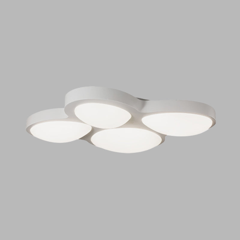 4 Heads Living Room Flushmount Modernism White Finish LED Flush Ceiling Light with Oval Acrylic Shade Clearhalo 'Ceiling Lights' 'Close To Ceiling Lights' 'Close to ceiling' 'Flush mount' Lighting' 733051