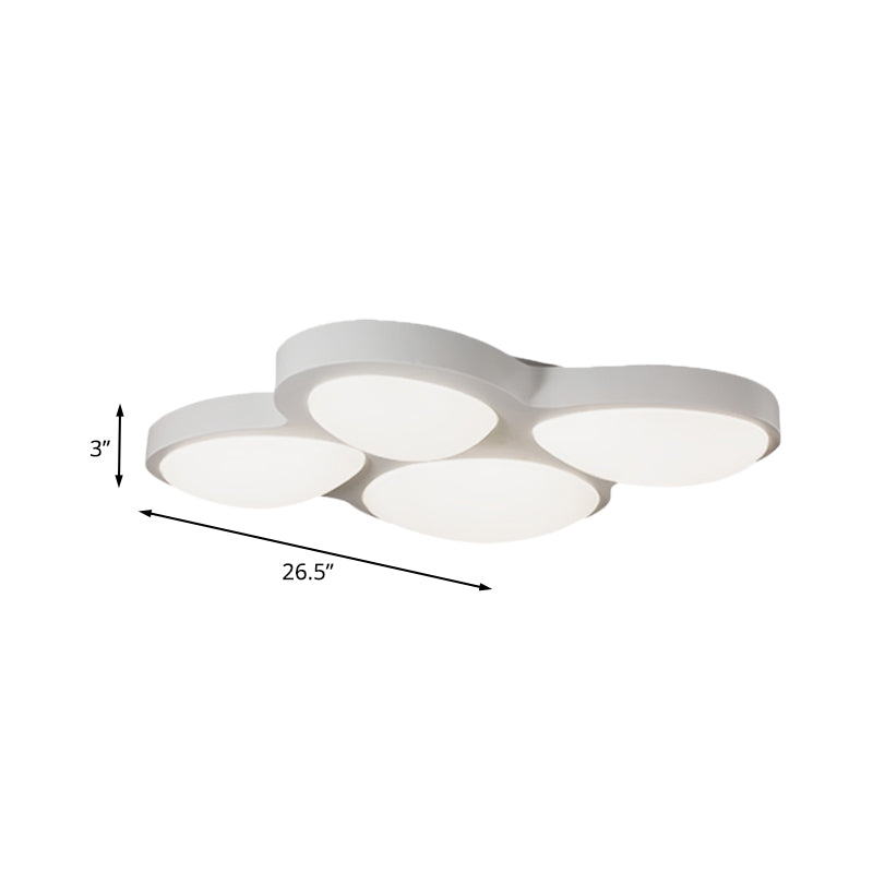 4 Heads Living Room Flushmount Modernism White Finish LED Flush Ceiling Light with Oval Acrylic Shade Clearhalo 'Ceiling Lights' 'Close To Ceiling Lights' 'Close to ceiling' 'Flush mount' Lighting' 733052