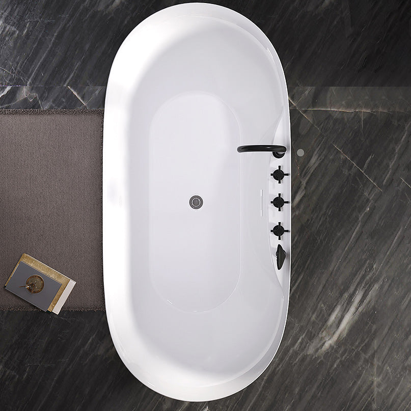 Modern Antique Finish Bathtub Stand Alone Soaking Oval Bath Tub White 47"L x 28"W x 23"H Tub with Black 5-Piece Set Clearhalo 'Bathroom Remodel & Bathroom Fixtures' 'Bathtubs' 'Home Improvement' 'home_improvement' 'home_improvement_bathtubs' 'Showers & Bathtubs' 7330533