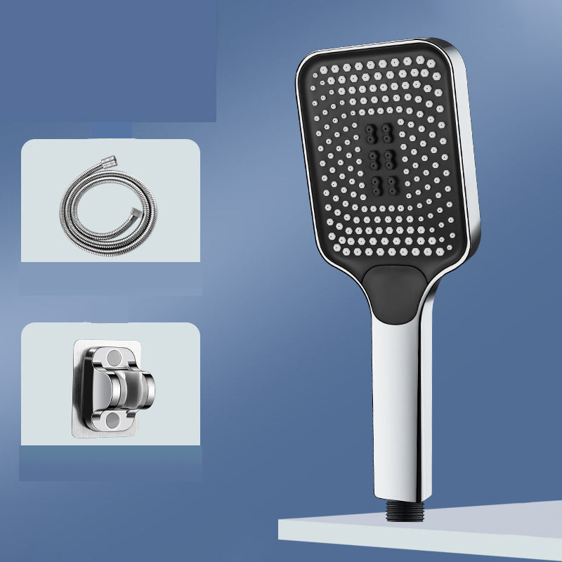 Modern Rectangular Hand Shower in Black 3 Sprays Wall-Mount Hand Shower Silver Shower Heads & Hose & Wall pedestal Clearhalo 'Bathroom Remodel & Bathroom Fixtures' 'Home Improvement' 'home_improvement' 'home_improvement_shower_heads' 'Shower Heads' 'shower_heads' 'Showers & Bathtubs Plumbing' 'Showers & Bathtubs' 7331017