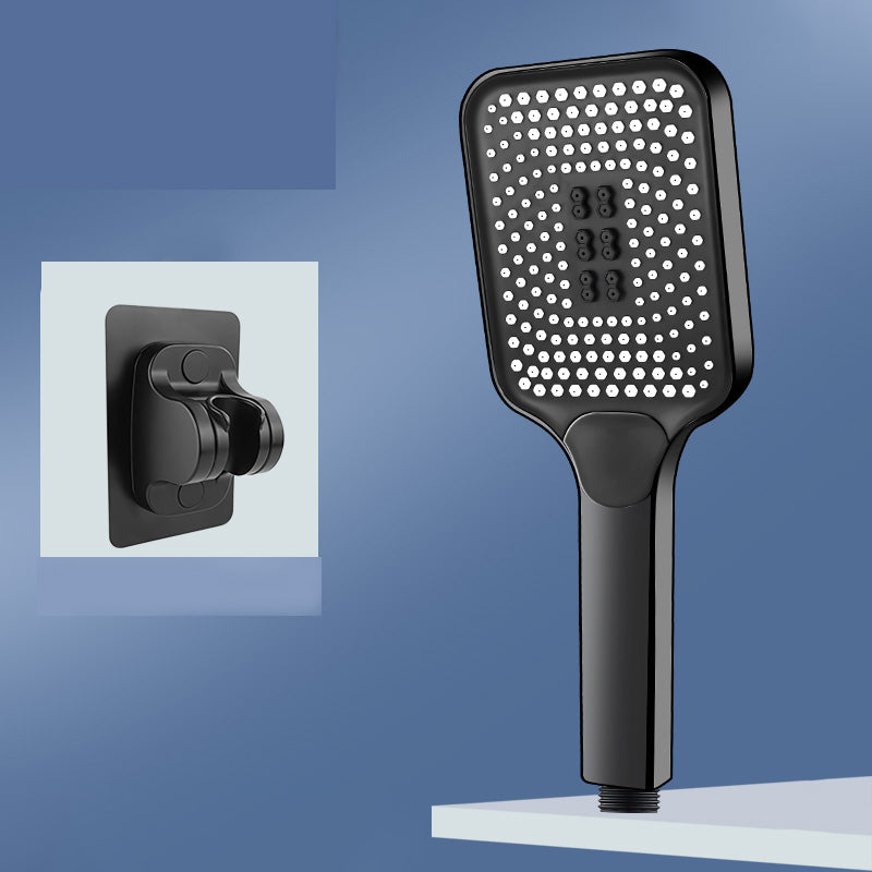 Modern Rectangular Hand Shower in Black 3 Sprays Wall-Mount Hand Shower Black Shower Head with Wall Pedestal Hose not included Clearhalo 'Bathroom Remodel & Bathroom Fixtures' 'Home Improvement' 'home_improvement' 'home_improvement_shower_heads' 'Shower Heads' 'shower_heads' 'Showers & Bathtubs Plumbing' 'Showers & Bathtubs' 7331024