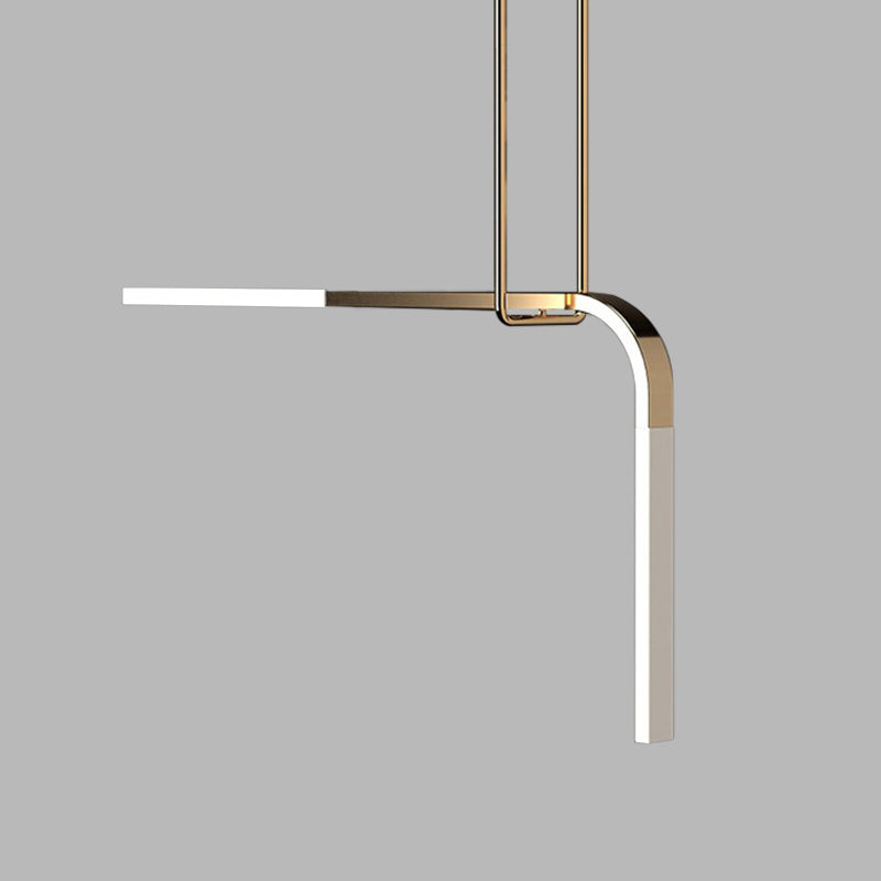 Metallic Bend Hanging Lighting Minimalist LED Ceiling Pendant Lamp in Brass over Dining Table Clearhalo 'Ceiling Lights' 'Modern Pendants' 'Modern' 'Pendant Lights' 'Pendants' Lighting' 733219