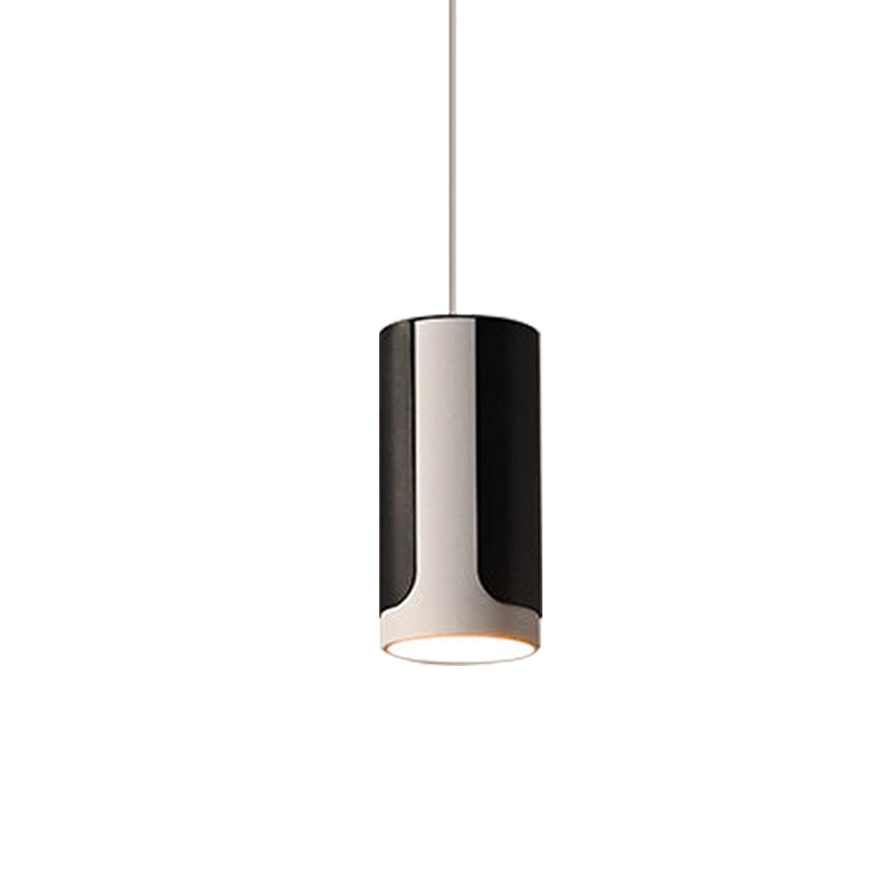 1 Head Dining Table Hanging Light Kit Simple Black and White Pendant Lamp with Cylinder Metal Shade Clearhalo 'Ceiling Lights' 'Modern Pendants' 'Modern' 'Pendant Lights' 'Pendants' Lighting' 733228