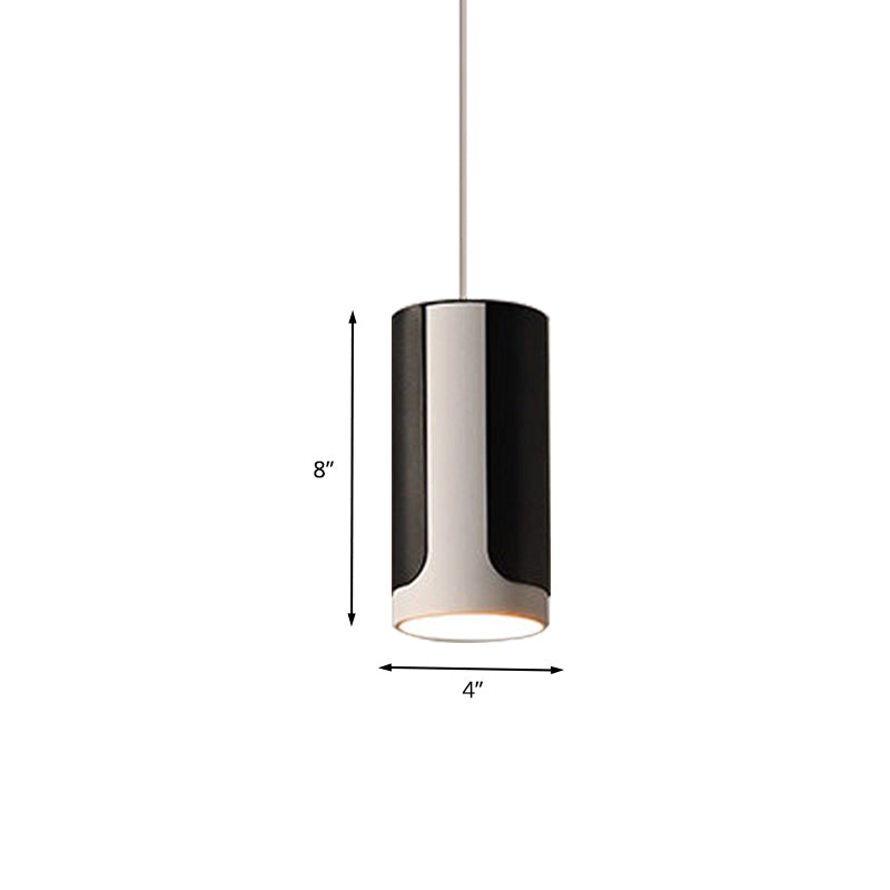 1 Head Dining Table Hanging Light Kit Simple Black and White Pendant Lamp with Cylinder Metal Shade Clearhalo 'Ceiling Lights' 'Modern Pendants' 'Modern' 'Pendant Lights' 'Pendants' Lighting' 733230