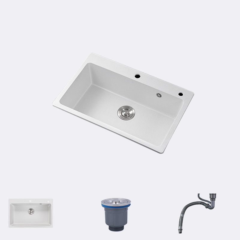 Drop-In Kitchen Sink Quartz Single Basin Kitchen Sink with Basket Strainer Sink Only None Clearhalo 'Home Improvement' 'home_improvement' 'home_improvement_kitchen_sinks' 'Kitchen Remodel & Kitchen Fixtures' 'Kitchen Sinks & Faucet Components' 'Kitchen Sinks' 'kitchen_sinks' 7332574