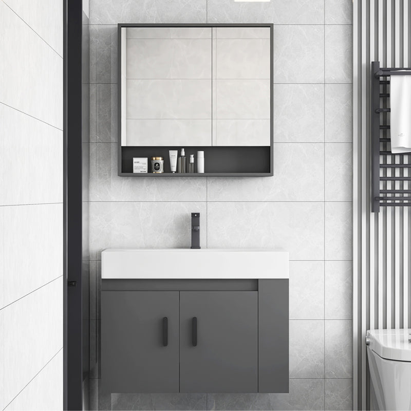 Modern Dark Gray Ceramic Vanity Single-Sink Wall Mount Vanity Sink Clearhalo 'Bathroom Remodel & Bathroom Fixtures' 'Bathroom Vanities' 'bathroom_vanities' 'Home Improvement' 'home_improvement' 'home_improvement_bathroom_vanities' 7333002