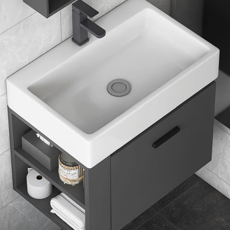 Modern Dark Gray Ceramic Vanity Single-Sink Wall Mount Vanity Sink Clearhalo 'Bathroom Remodel & Bathroom Fixtures' 'Bathroom Vanities' 'bathroom_vanities' 'Home Improvement' 'home_improvement' 'home_improvement_bathroom_vanities' 7333010