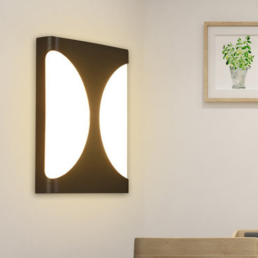 Metallic Rectangle Flush Wall Sconce Modern LED Black Wall Mounted Light with Double Semicircle Pattern Black Clearhalo 'Cast Iron' 'Glass' 'Industrial' 'Modern wall lights' 'Modern' 'Tiffany' 'Traditional wall lights' 'Wall Lamps & Sconces' 'Wall Lights' Lighting' 733323