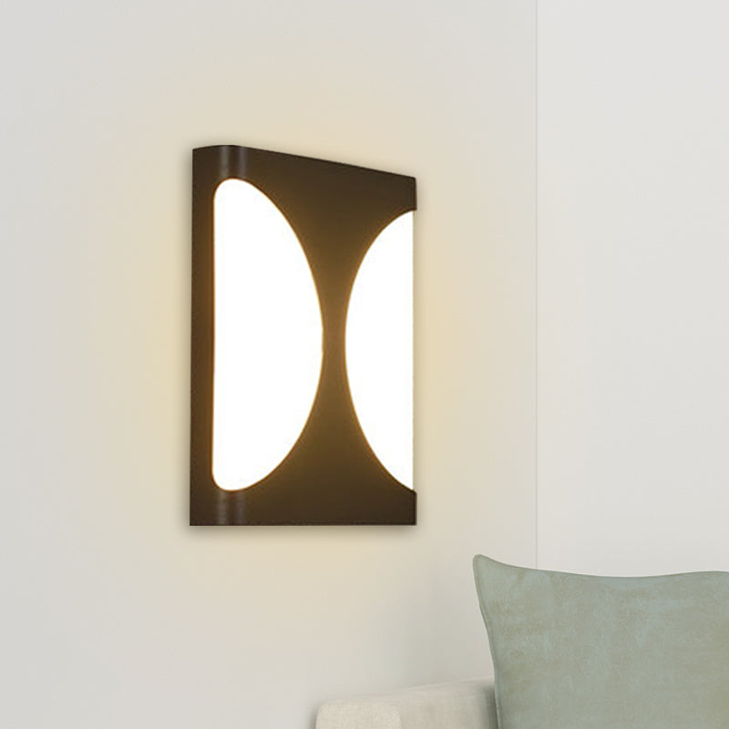 Metallic Rectangle Flush Wall Sconce Modern LED Black Wall Mounted Light with Double Semicircle Pattern Clearhalo 'Cast Iron' 'Glass' 'Industrial' 'Modern wall lights' 'Modern' 'Tiffany' 'Traditional wall lights' 'Wall Lamps & Sconces' 'Wall Lights' Lighting' 733324