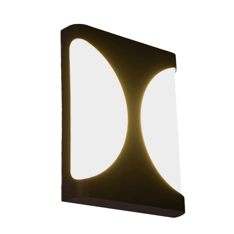 Metallic Rectangle Flush Wall Sconce Modern LED Black Wall Mounted Light with Double Semicircle Pattern Clearhalo 'Cast Iron' 'Glass' 'Industrial' 'Modern wall lights' 'Modern' 'Tiffany' 'Traditional wall lights' 'Wall Lamps & Sconces' 'Wall Lights' Lighting' 733325