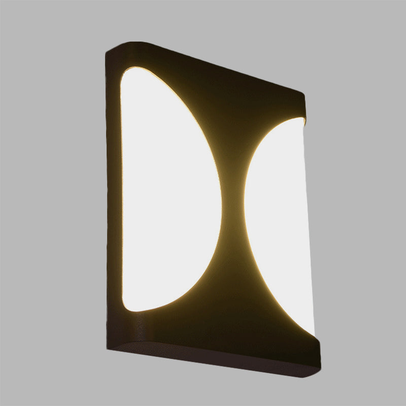Metallic Rectangle Flush Wall Sconce Modern LED Black Wall Mounted Light with Double Semicircle Pattern Clearhalo 'Cast Iron' 'Glass' 'Industrial' 'Modern wall lights' 'Modern' 'Tiffany' 'Traditional wall lights' 'Wall Lamps & Sconces' 'Wall Lights' Lighting' 733326