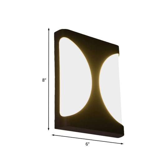 Metallic Rectangle Flush Wall Sconce Modern LED Black Wall Mounted Light with Double Semicircle Pattern Clearhalo 'Cast Iron' 'Glass' 'Industrial' 'Modern wall lights' 'Modern' 'Tiffany' 'Traditional wall lights' 'Wall Lamps & Sconces' 'Wall Lights' Lighting' 733327
