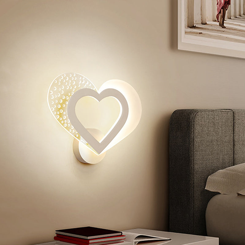 Love Heart Shape Wall Mounted Light Contemporary Acrylic LED White Sconce in Warm/White Light Clearhalo 'Cast Iron' 'Glass' 'Industrial' 'Modern wall lights' 'Modern' 'Tiffany' 'Traditional wall lights' 'Wall Lamps & Sconces' 'Wall Lights' Lighting' 733330