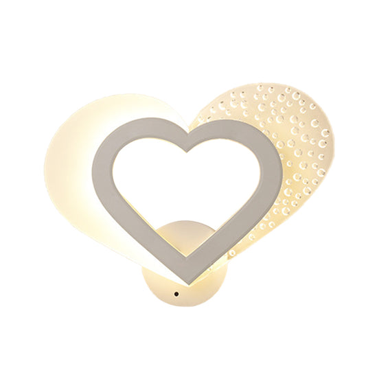 Love Heart Shape Wall Mounted Light Contemporary Acrylic LED White Sconce in Warm/White Light Clearhalo 'Cast Iron' 'Glass' 'Industrial' 'Modern wall lights' 'Modern' 'Tiffany' 'Traditional wall lights' 'Wall Lamps & Sconces' 'Wall Lights' Lighting' 733331