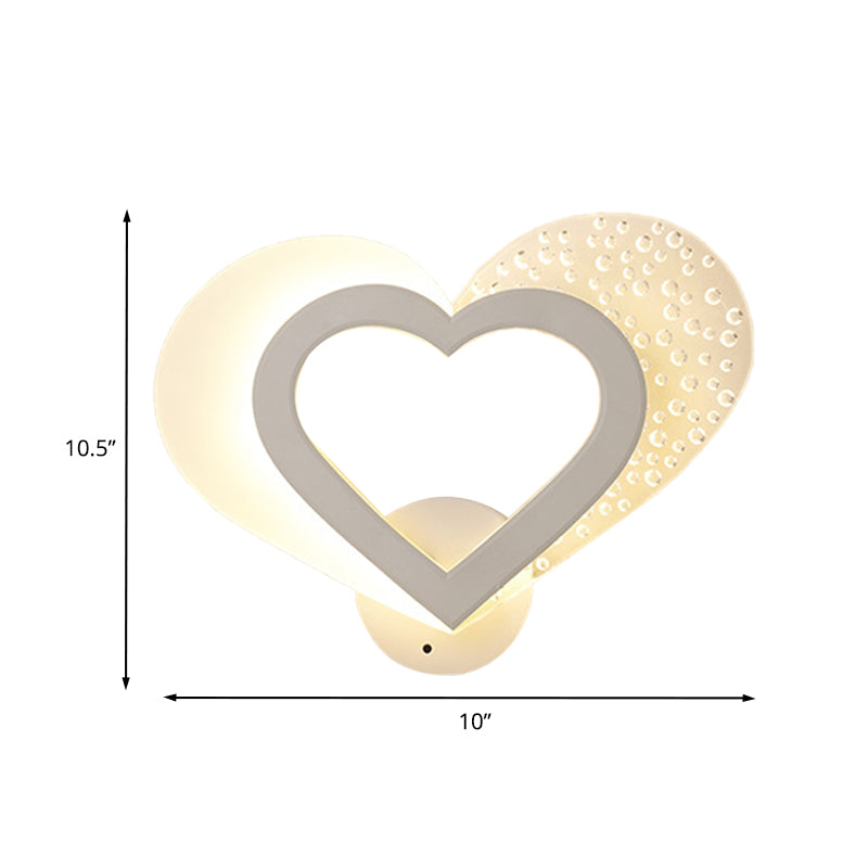 Love Heart Shape Wall Mounted Light Contemporary Acrylic LED White Sconce in Warm/White Light Clearhalo 'Cast Iron' 'Glass' 'Industrial' 'Modern wall lights' 'Modern' 'Tiffany' 'Traditional wall lights' 'Wall Lamps & Sconces' 'Wall Lights' Lighting' 733332