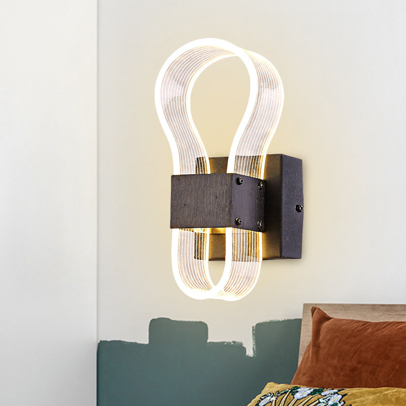 Cuboid Metal Sconce Lighting Modern LED Black Wall Lamp with Arc Ring Acrylic Shade in White/Warm Light Black Clearhalo 'Cast Iron' 'Glass' 'Industrial' 'Modern wall lights' 'Modern' 'Tiffany' 'Traditional wall lights' 'Wall Lamps & Sconces' 'Wall Lights' Lighting' 733333