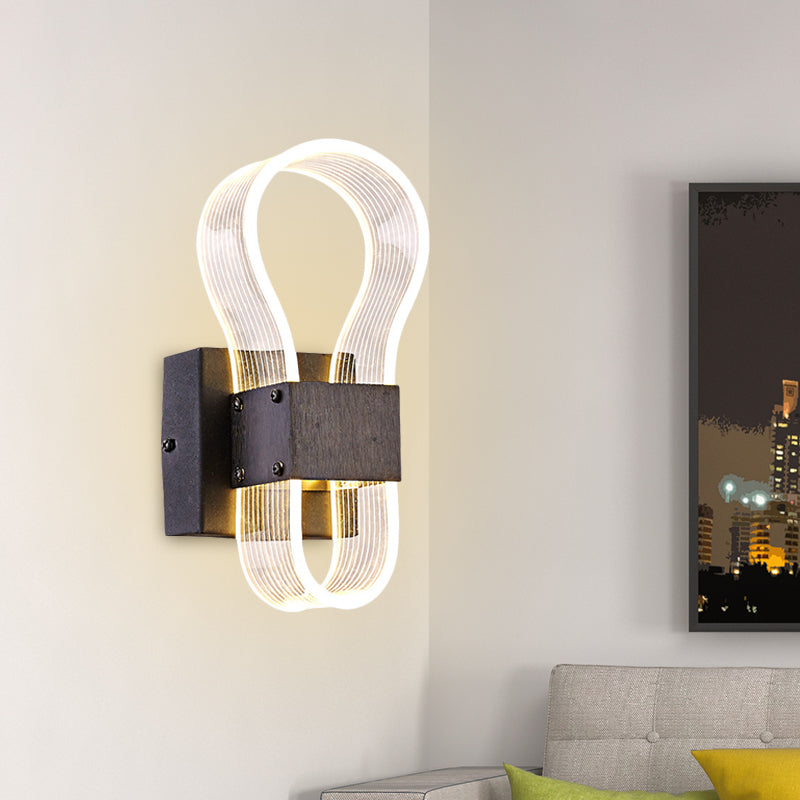 Cuboid Metal Sconce Lighting Modern LED Black Wall Lamp with Arc Ring Acrylic Shade in White/Warm Light Clearhalo 'Cast Iron' 'Glass' 'Industrial' 'Modern wall lights' 'Modern' 'Tiffany' 'Traditional wall lights' 'Wall Lamps & Sconces' 'Wall Lights' Lighting' 733334