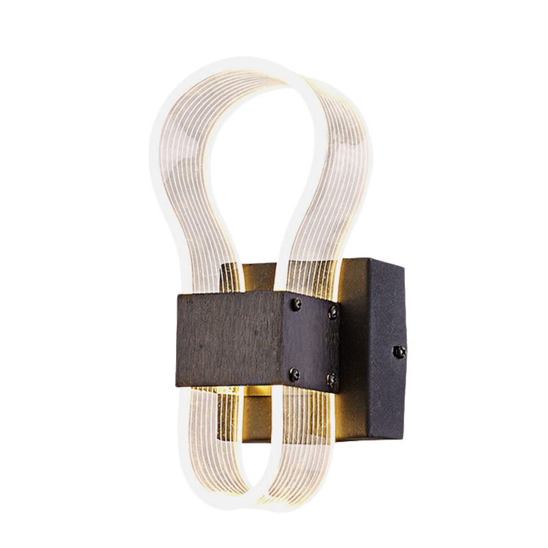 Cuboid Metal Sconce Lighting Modern LED Black Wall Lamp with Arc Ring Acrylic Shade in White/Warm Light Clearhalo 'Cast Iron' 'Glass' 'Industrial' 'Modern wall lights' 'Modern' 'Tiffany' 'Traditional wall lights' 'Wall Lamps & Sconces' 'Wall Lights' Lighting' 733335