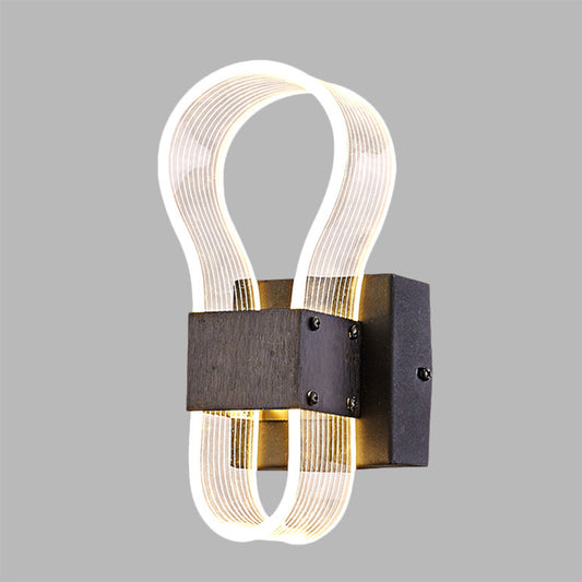Cuboid Metal Sconce Lighting Modern LED Black Wall Lamp with Arc Ring Acrylic Shade in White/Warm Light Clearhalo 'Cast Iron' 'Glass' 'Industrial' 'Modern wall lights' 'Modern' 'Tiffany' 'Traditional wall lights' 'Wall Lamps & Sconces' 'Wall Lights' Lighting' 733336