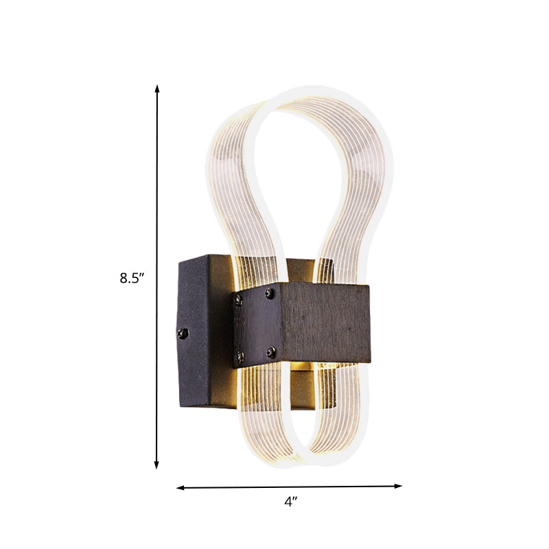 Cuboid Metal Sconce Lighting Modern LED Black Wall Lamp with Arc Ring Acrylic Shade in White/Warm Light Clearhalo 'Cast Iron' 'Glass' 'Industrial' 'Modern wall lights' 'Modern' 'Tiffany' 'Traditional wall lights' 'Wall Lamps & Sconces' 'Wall Lights' Lighting' 733337