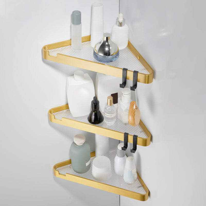 Modern Gold/Black 3 Piece Bathroom Accessory Set, Bath Shelf Clearhalo 'Bathroom Hardware Sets' 'Bathroom Hardware' 'Bathroom Remodel & Bathroom Fixtures' 'bathroom_hardware_sets' 'Home Improvement' 'home_improvement' 'home_improvement_bathroom_hardware_sets' 7333377