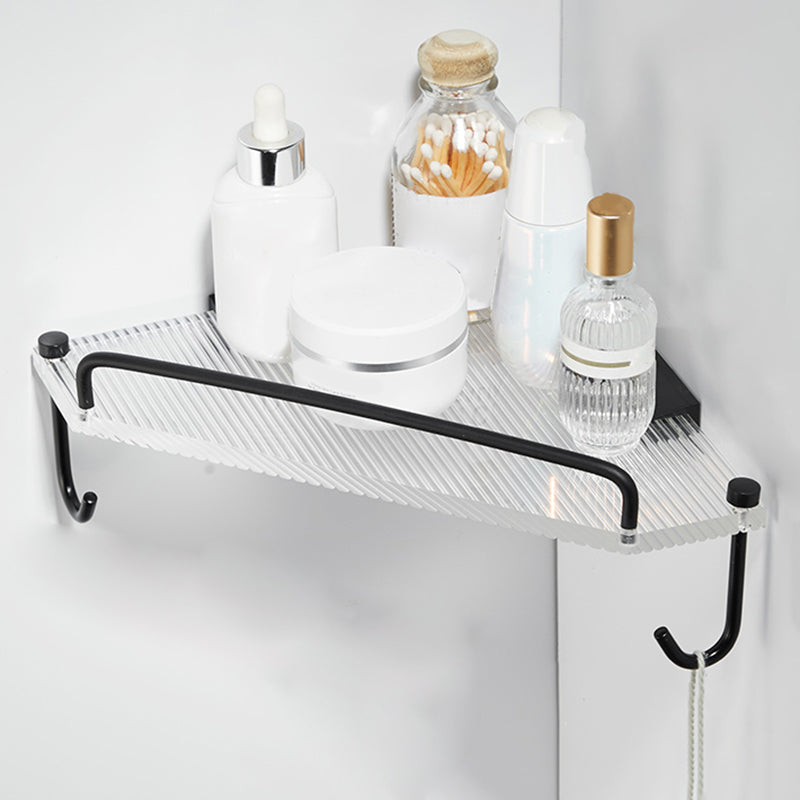 Modern Gold/Black 3 Piece Bathroom Accessory Set, Bath Shelf Black 1 Piece Bath Shelf (Triangular) Clearhalo 'Bathroom Hardware Sets' 'Bathroom Hardware' 'Bathroom Remodel & Bathroom Fixtures' 'bathroom_hardware_sets' 'Home Improvement' 'home_improvement' 'home_improvement_bathroom_hardware_sets' 7333385