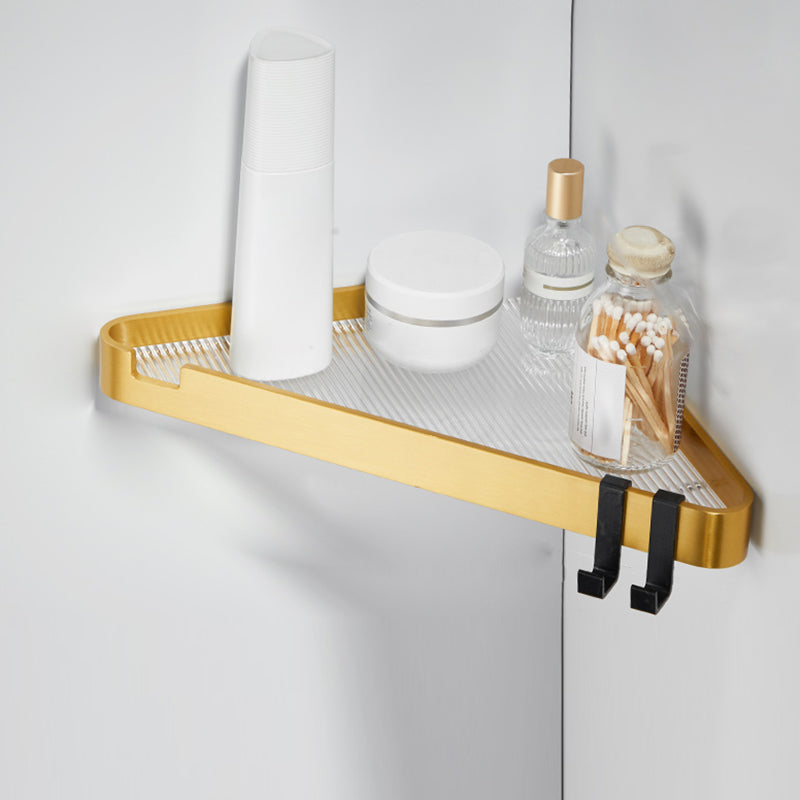 Modern Gold/Black 3 Piece Bathroom Accessory Set, Bath Shelf Gold 1 Piece Triangular Bath Shelf Clearhalo 'Bathroom Hardware Sets' 'Bathroom Hardware' 'Bathroom Remodel & Bathroom Fixtures' 'bathroom_hardware_sets' 'Home Improvement' 'home_improvement' 'home_improvement_bathroom_hardware_sets' 7333393