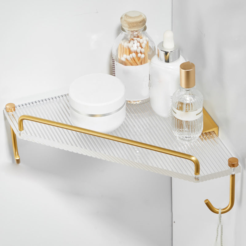 Modern Gold/Black 3 Piece Bathroom Accessory Set, Bath Shelf Gold 1 Piece Bath Shelf (Triangular) Clearhalo 'Bathroom Hardware Sets' 'Bathroom Hardware' 'Bathroom Remodel & Bathroom Fixtures' 'bathroom_hardware_sets' 'Home Improvement' 'home_improvement' 'home_improvement_bathroom_hardware_sets' 7333396